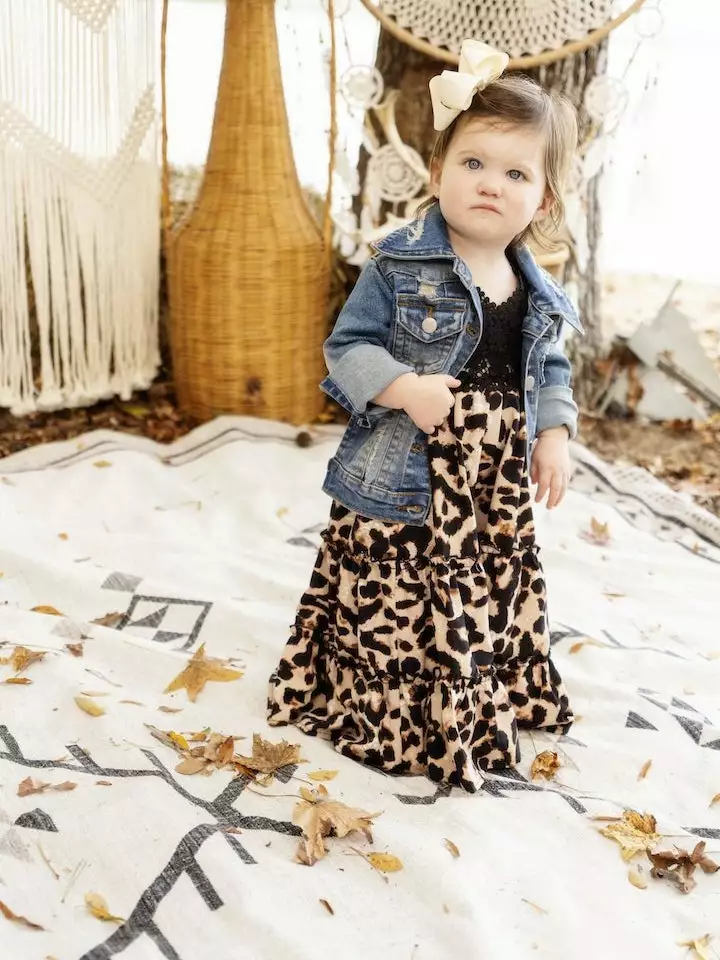 Dongguan Haohoo Clothing CO., Ltd Sale! Girls Southbound Dress - Black Top With Leopard Skirt