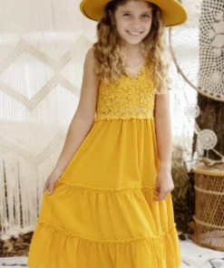 Dongguan Haohoo Clothing CO., Ltd Girls Southbound Dress - Mustard Sale!