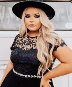 Luxe Apparel Sale! Glistening Rhinestone Flower Belt With Black Sash - Rose Gold