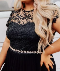 Luxe Apparel Sale! Glistening Rhinestone Flower Belt With Black Sash - Rose Gold