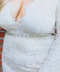 Luxe Apparel Glistening Rhinestone Flower Belt With Black Sash - Silver Sale!