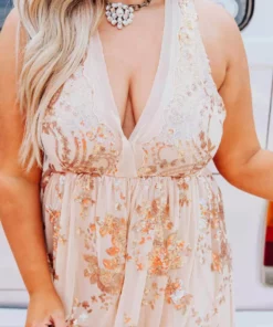 D & J Industries Co., LTD. Golden Goddess Sequin Dress Bridal