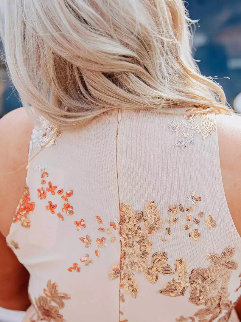 D & J Industries Co., LTD. Golden Goddess Sequin Dress Bridal