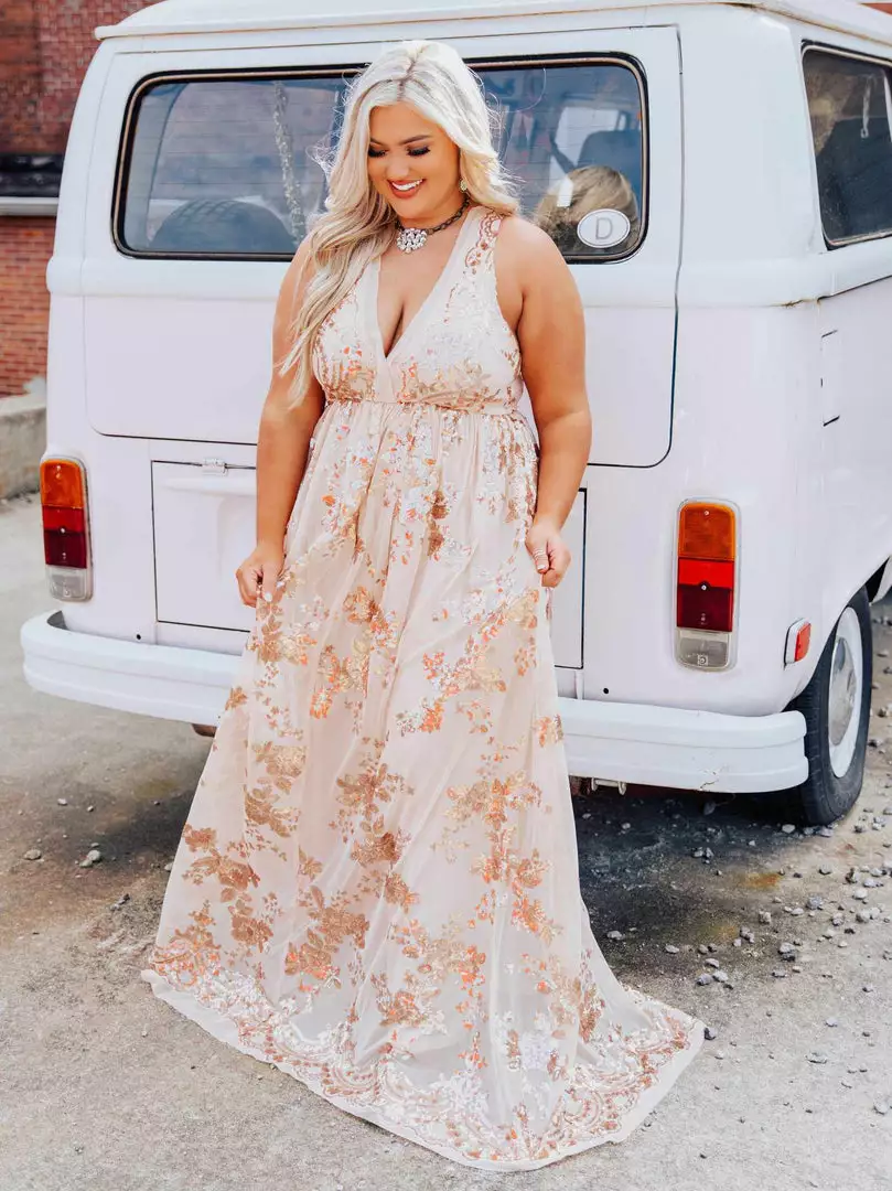 D & J Industries Co., LTD. Golden Goddess Sequin Dress Bridal