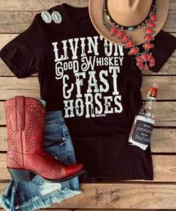 Miss Mud Pie Good Whiskey Tee - Black