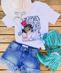 Miss Mud Pie Gypsies Never Get Tied Down Tee - White