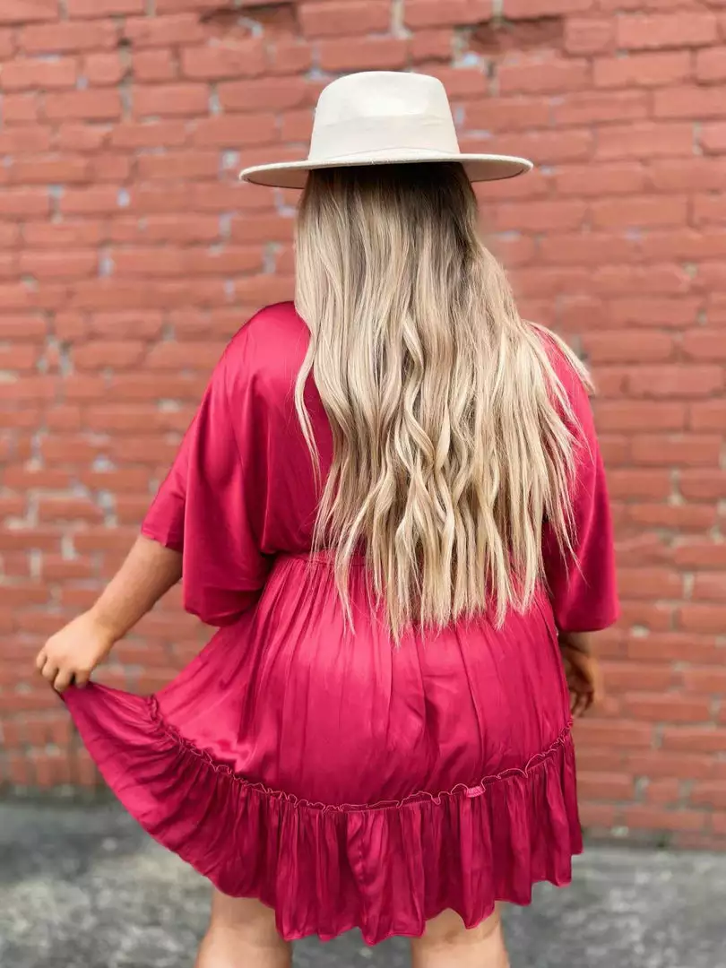 Dongguan Haohoo Clothing CO., Ltd Hard To Forget Dress - Burgundy Sale!