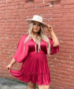 Dongguan Haohoo Clothing CO., Ltd Hard To Forget Dress - Burgundy Sale!