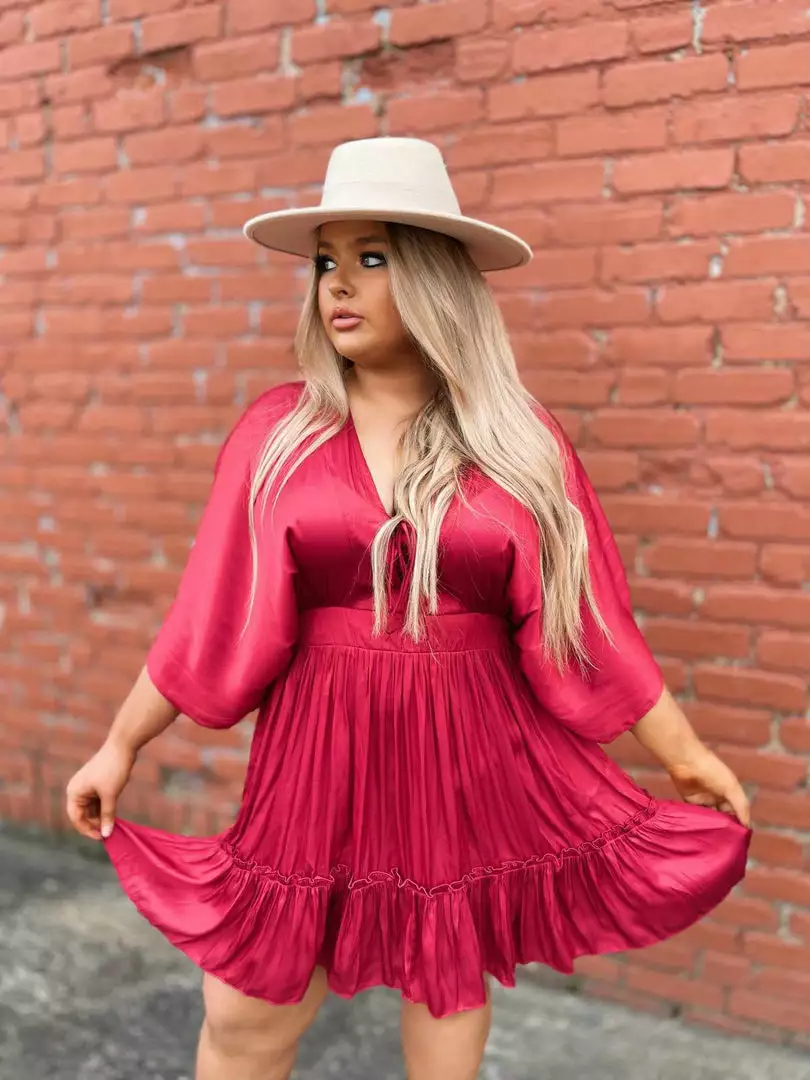 Dongguan Haohoo Clothing CO., Ltd Hard To Forget Dress - Burgundy Sale!