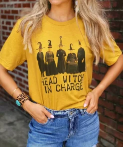 Miss Mud Pie Head Witch In Charge Tee - Mustard