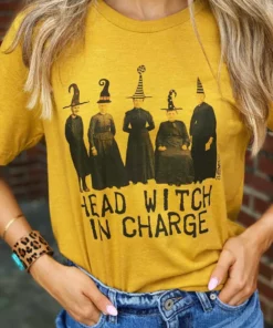 Miss Mud Pie Head Witch In Charge Tee - Mustard