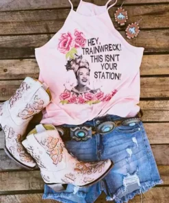 Bling-A-Gogo Hey Trainwreck Tank By Bling-a-Go-Go