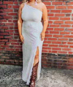 D & J Industries Hollywood Nights Sequin Dress - Pink Iridescent