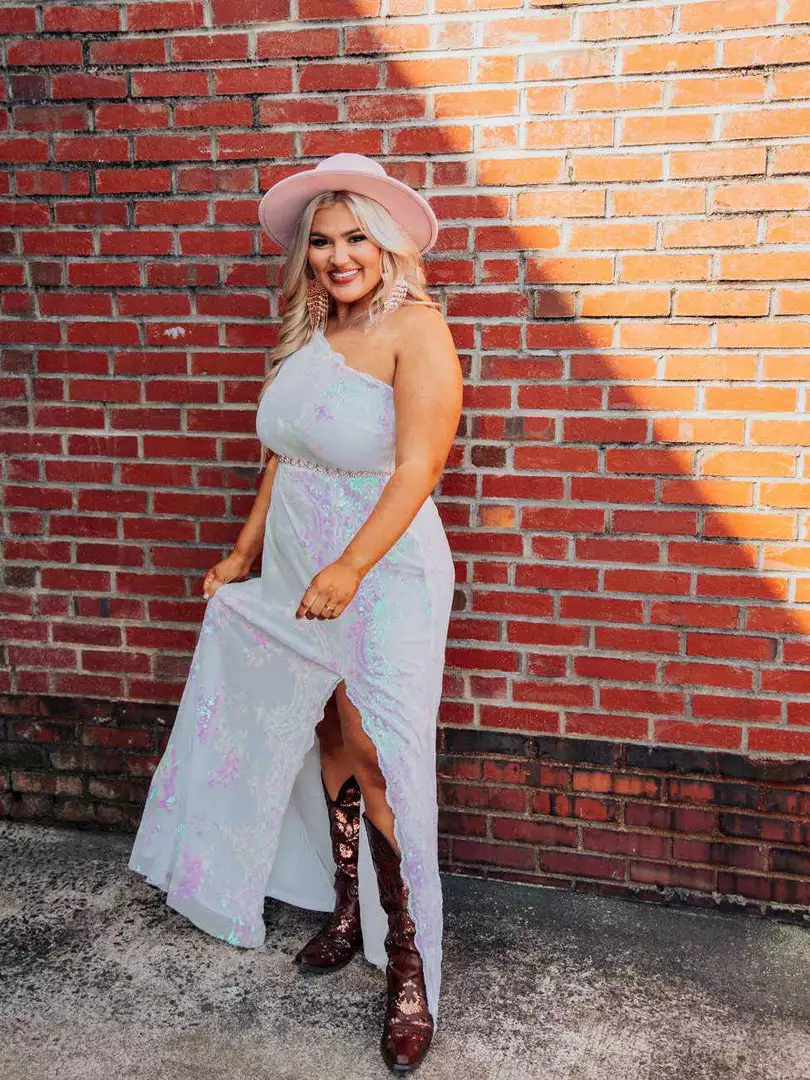 D & J Industries Hollywood Nights Sequin Dress - Pink Iridescent