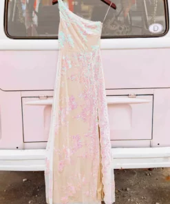 D & J Industries Hollywood Nights Sequin Dress - Pink Iridescent