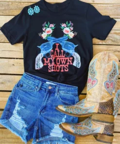 Miss Mud Pie Tees I Call My Own Shots Tee - Black