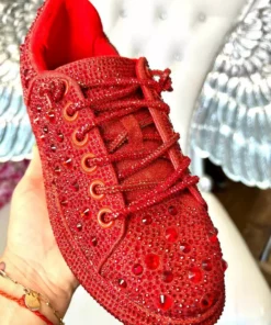 Azalea Wang Glittery Red Chic Sneakers