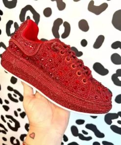 Azalea Wang Glittery Red Chic Sneakers