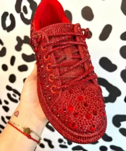 Azalea Wang Glittery Red Chic Sneakers