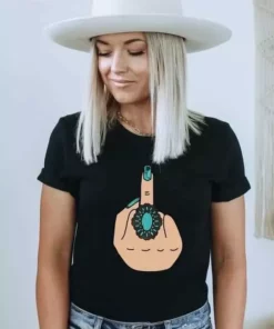 Buckin Barn Turquoise Middle Finger T-shirt