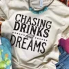 Miss Mud Pie Clothing Chasing Drinks And Dreams T-shirt - Cream