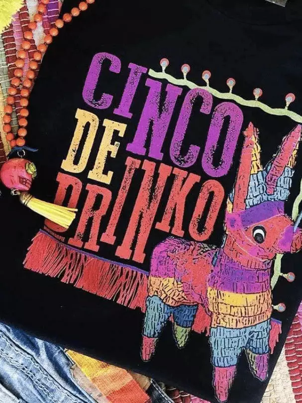 Miss Mud Pie Cinco De Drinko T-shirt - Black Clothing