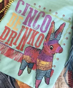 Miss Mud Pie Clothing Cinco De Drinko T-shirt - Mint