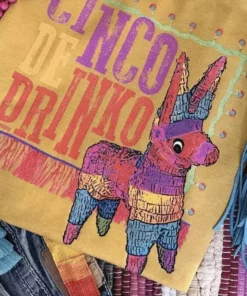 Miss Mud Pie Clothing Cinco De Drinko T-shirt - Mustard