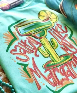 Miss Mud Pie Clothing Salty Like My Margarita Tee - Mint