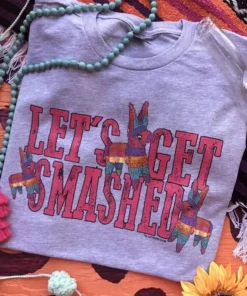 Miss Mud Pie Clothing Lets Get Smashed T-shirt - Gray