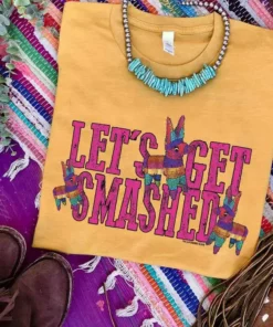 Miss Mud Pie Clothing Lets Get Smashed T-shirt - Mustard