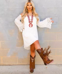 D & J Industries Lace Talk About It Tunic Dress - White