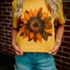 Miss Mud Pie Tees Leopard Sunflower Tee - Mustard