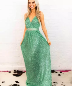 D & J Industries Sale! Livin' The Dream Dress - Mint Sequin
