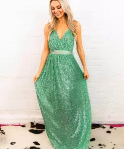 D & J Industries Sale! Livin' The Dream Dress - Mint Sequin