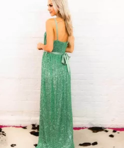 D & J Industries Sale! Livin' The Dream Dress - Mint Sequin