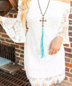 D & J Industries Bridal Locked In Lace Off Shoulder Dress - Ivory With Neutral Lining