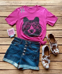 Buckin Barn Mama Bear Tee - Berry Tees