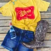 Country Deep Mama Tried Distressed Tee - Mustard Tees