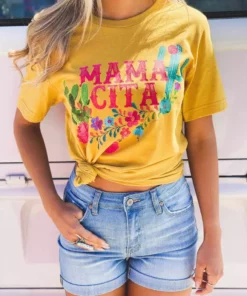 Miss Mud Pie Mamacita With Cactus Tee - Mustard