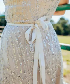 D & J Industries Maxi Champagne Sequin Dress