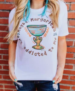 Miss Mud Pie Maybe Margaritas Are Addicted To Me Tee - White Tees