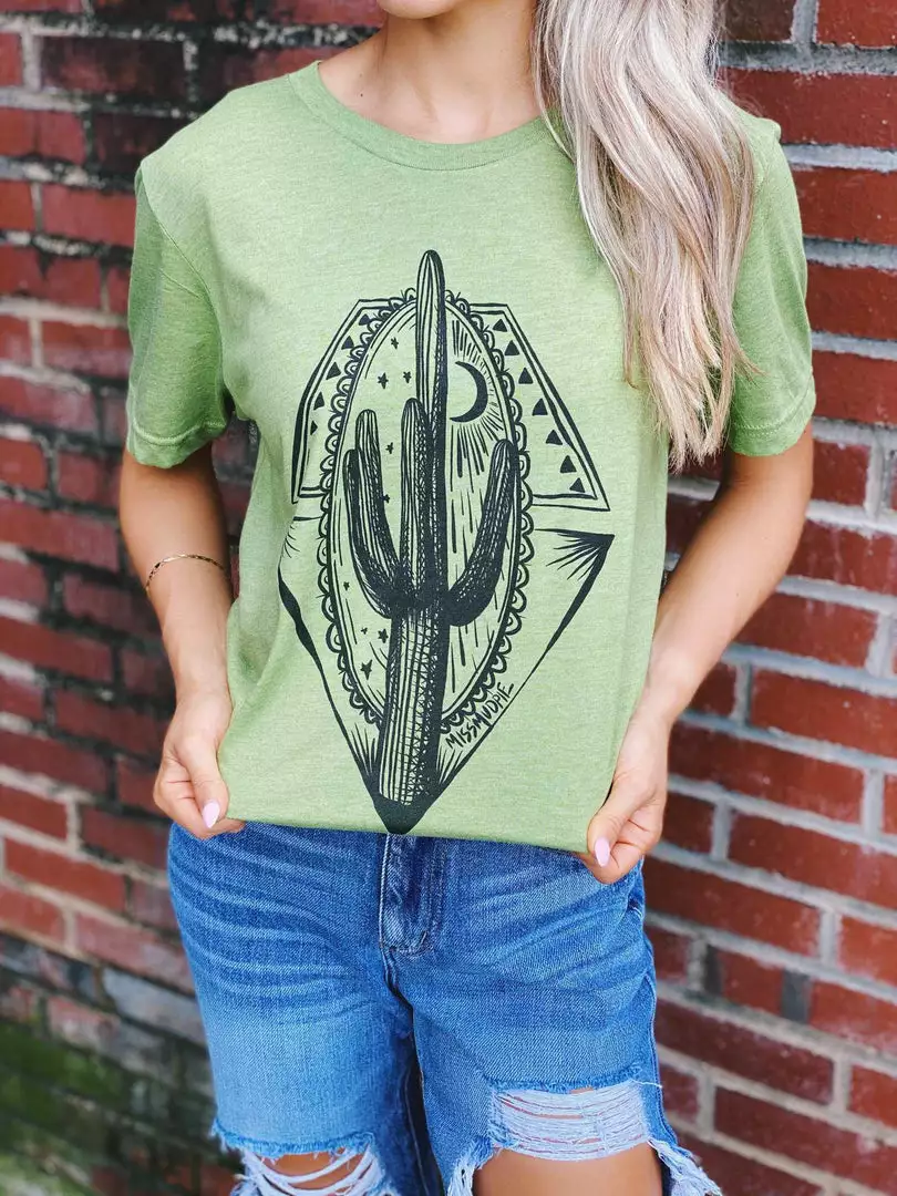 Miss Mud Pie Tees Midnight Cactus Tee - Green