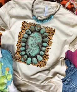 Miss Mud Pie Must Be Leopard And Turquoise Tee