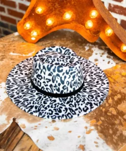 Luxe Apparel Nashville Wide Brim Hat - Snow Leopard