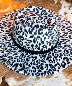 Luxe Apparel Nashville Wide Brim Hat - Snow Leopard