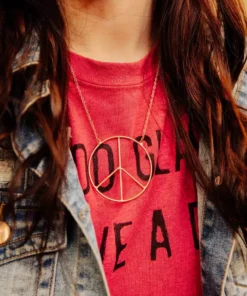 Luxe Apparel Peace Of Mind Peace Sign Necklace - Rose Gold Sale!