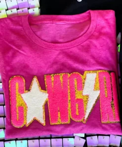 Bling-A-Gogo New Arrivals Pink Cowgirl Patch T-shirt - Pink