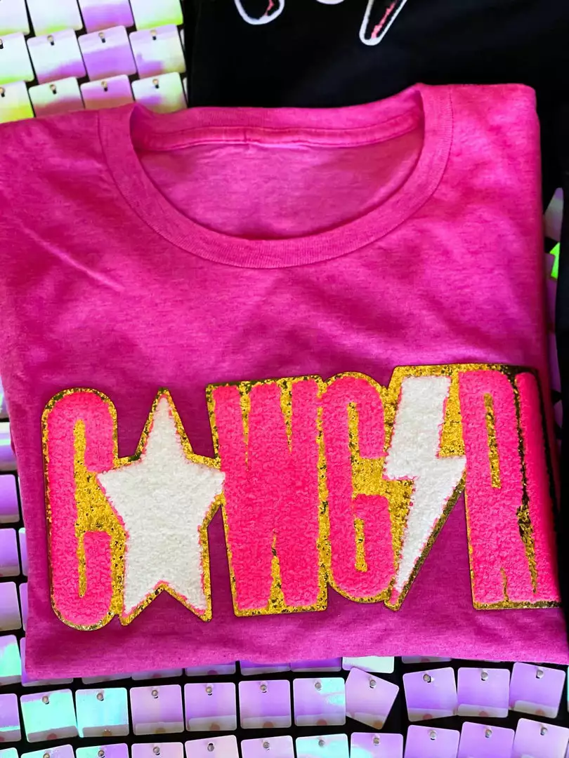 Bling-A-Gogo New Arrivals Pink Cowgirl Patch T-shirt - Pink