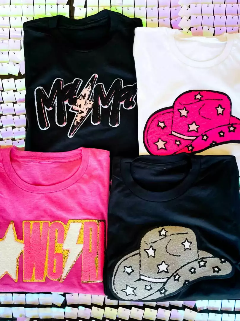 Bling-A-Gogo New Arrivals Pink Cowgirl Patch T-shirt - Pink